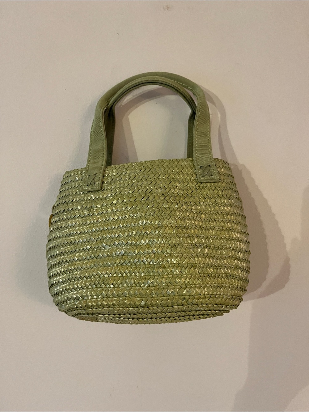 Capelli of New York Olive Green Mini Tote with Iridescent Shell Discs - Picture 2 of 4
